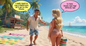 Married Blonde's Beach Tease Becomes Wild House Game with Husband and Young Men