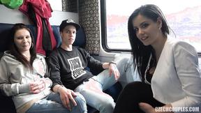 ”Foursome Sex in Public TRAIN”