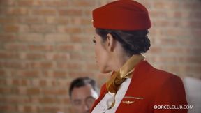 Strict Stewardess Clea Gaultier Helps Her Horny Captain—Uniform Play