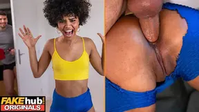 Sexhub - Sexy young ebony babe gets pranked by her housemate before having anal sex