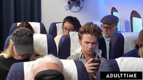 ADULT TIME - Olivia Jay Flashes Tits &amp; Fingers Pussy On Plane! Gets Caught &amp; Fucked Hard By Seatmate