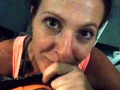 Hot amateur milf puts her sweet lips to work on POV cock