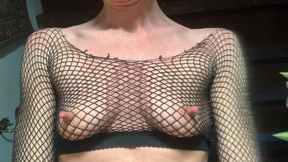 Nipple Play in Fishnet
