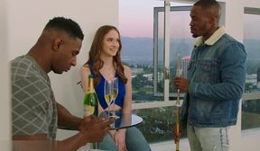 brunette beauty dped by her black bf and his friend