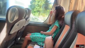 Crazy Man Takes Out His Cock on Public Bus - but Girl Doesn't Lose Her Head and Helps Him Cum