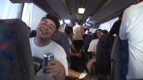 Wild orgy. Gangband for the blonde rock girl in the bus