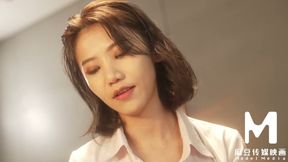 ModelMedia Asia - Sexy Black Stocking Office Queen Conquers Her Colleagues with BDSM
