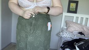 real amateur chubby girl with tattoos tries on bras and dresses for you