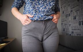 Naughty Colleague Seduces You with Camel Toe in Tight Jeans